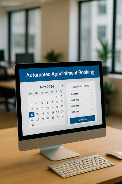 image of computer screen for automated appointment booking